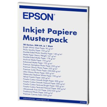 Epson Inkjet Papiere Musterpack DIN A4 (21x29,7 cm), 20 Sorten